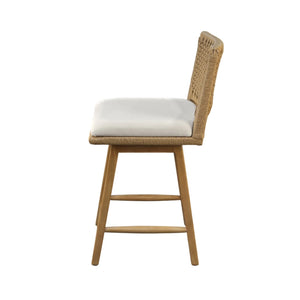 Solterra Swivel Woven Back Counter Stools Set of 2 Coastal Wood Frame Kitchen Island