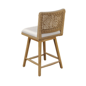 Solterra Swivel Woven Back Counter Stools Set of 2 Coastal Wood Frame Kitchen Island