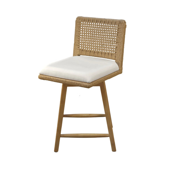 Solterra Swivel Woven Back Counter Stools Set of 2 Coastal Wood Frame Kitchen Island