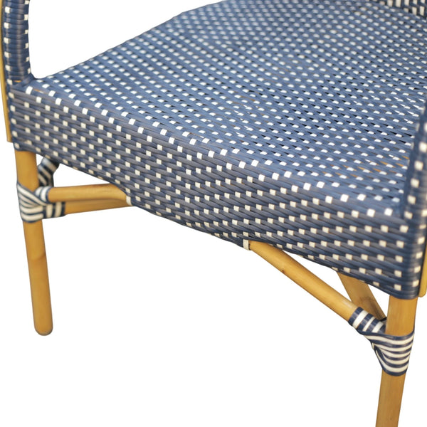Sonora Handwoven Rattan Bistro Dining Chairs Coastal Cafe Style Indoor Outdoor Patio Set
