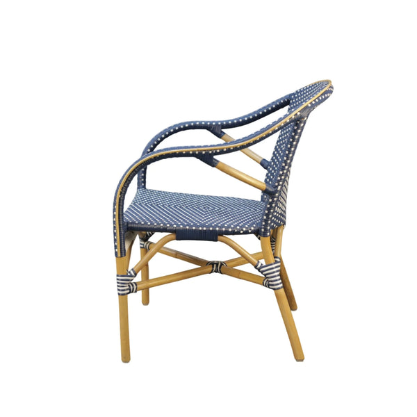 Sonora Handwoven Rattan Bistro Dining Chairs Coastal Cafe Style Indoor Outdoor Patio Set