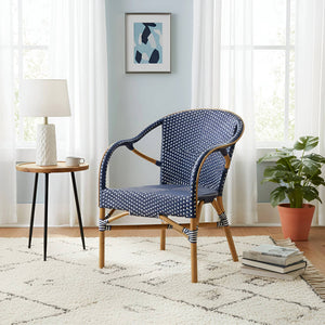 Sonora Handwoven Rattan Bistro Dining Chairs Coastal Cafe Style Indoor Outdoor Patio Set