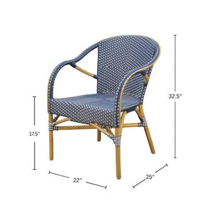 Sonora Handwoven Rattan Bistro Dining Chairs Coastal Cafe Style Indoor Outdoor Patio Set