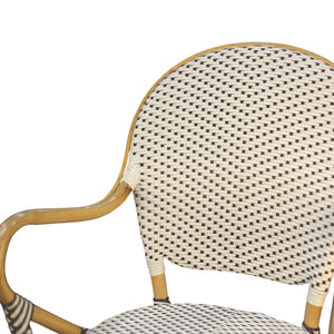 Sonora Handwoven Rattan Bistro Dining Chairs Coastal Cafe Style Indoor Outdoor Patio Set