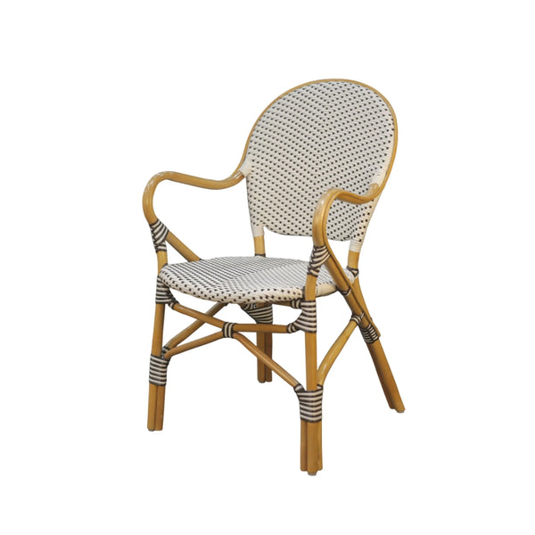 Sonora Handwoven Rattan Bistro Dining Chairs Coastal Cafe Style Indoor Outdoor Patio Set