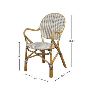 Sonora Handwoven Rattan Bistro Dining Chairs Coastal Cafe Style Indoor Outdoor Patio Set