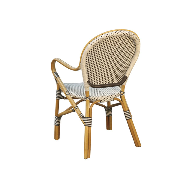 Sonora Handwoven Rattan Bistro Dining Chairs Coastal Cafe Style Indoor Outdoor Patio Set