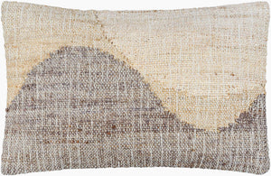 Surya Sookie 14"L X 22"W Modern Lumbar Pillow - Chic Jute, Wool & Cotton Blend For Effortless Home Style Beige Jute,Cotton,Wool,Cotton Soo001-1422d