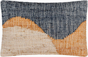 Surya Sookie 14"L X 22"W Modern Lumbar Pillow - Chic Jute, Wool & Cotton Blend For Effortless Home Style Midnight Blue Jute,Cotton,Wool,Cotton Soo002-1422