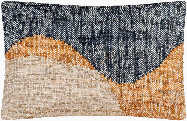 Surya Sookie 14"L X 22"W Modern Lumbar Pillow - Chic Jute, Wool & Cotton Blend For Effortless Home Style Midnight Blue Jute,Cotton,Wool,Cotton Soo002-1422