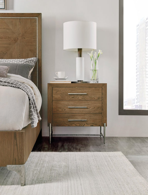 Hooker Furniture Chapman Three-Drawer Nightstand With White Oak Sorrel Finish, Soft-Close Drawers & Usb Ports 6033-90116-85