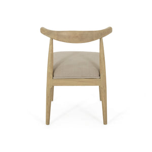 English Elm Dining Chair Set of Two Rubberwood Upholstered Seats Mid-century Modern Open Back Style Linen 74526.00PEBLN