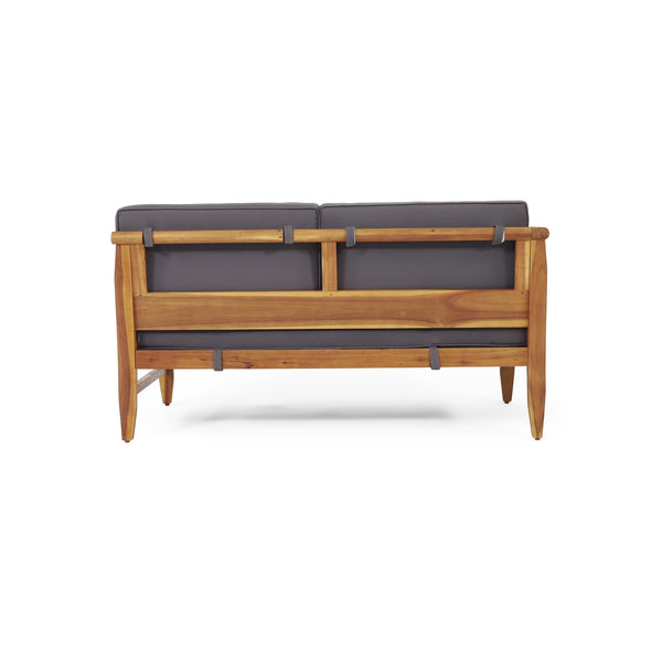 English Elm Aston Outdoor 4 Piece Acacia Wood Chat Set with Mid Century Slat Panel Design 72996.00-72997.00-74099.00DGRY