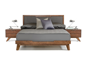 Vig Furniture Nova Domus Soria Modern Grey & Walnut Bed - Elegant Design With Linen Headboard, Queen & King Sizes Walnut  Vgmabr-32-bed