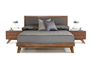 VIG Furniture Soria Walnut Nightstand With Soft-Close Drawers, Brushed Stainless Handles, No Assembly Needed VGMABR-32-NS