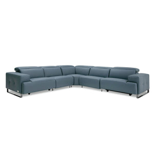 VIG Furniture Lamod Italia Sorrento - Italian Steel Blue Leather Sectional Sofa with 2 Recliners VGCC-SORRENTO-SEC-STL