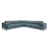 Lamod Italia Sorrento - Italian Steel Blue Leather Sectional Sofa with 2 Recliners