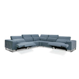 VIG Furniture Lamod Italia Sorrento - Italian Steel Blue Leather Sectional Sofa with 2 Recliners VGCC-SORRENTO-SEC-STL