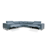 VIG Furniture Lamod Italia Sorrento - Italian Steel Blue Leather Sectional Sofa with 2 Recliners VGCC-SORRENTO-SEC-STL