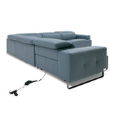 VIG Furniture Lamod Italia Sorrento - Italian Steel Blue Leather Sectional Sofa with 2 Recliners VGCC-SORRENTO-SEC-STL