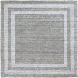 Livabliss Sorrento Hand Tufted Wool Blend Area Rug with High Low Pile for Modern Living Rooms Gray 8' x 8' SOT2304-8SQ