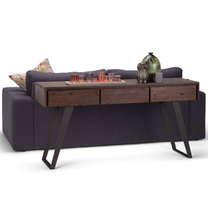 English Elm Lowry Console Sofa Table - Distressed Charcoal Brown, Solid Acacia, Modern Industrial Design, Storage B136P158851