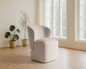 VIG Furniture Souza Modern Swivel Upholstered Chair With Plush Foam Seat, 360° Base For Comfort & Style Beige Dining Chair VGKK-KF.Y1256-BGE