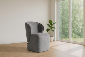 VIG Furniture Souza Modern Swivel Upholstered Chair With Plush Foam Seat, 360° Base For Comfort & Style Grey Dining Chair VGKK-KF.Y1256-GRY