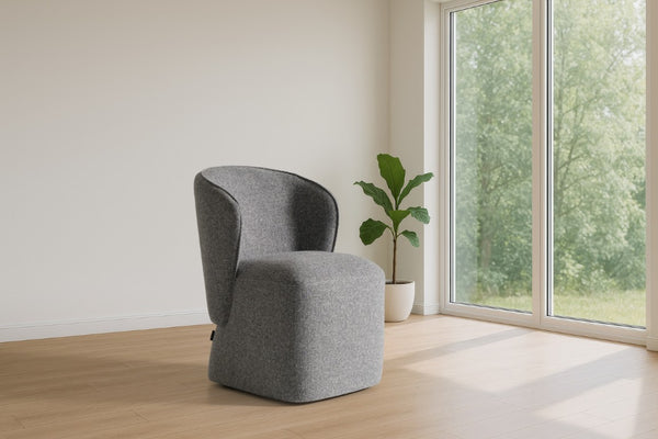 VIG Furniture Souza Modern Swivel Upholstered Chair With Plush Foam Seat, 360° Base For Comfort & Style Grey Dining Chair VGKK-KF.Y1256-GRY