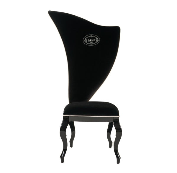 VIG Furniture Sovereign Black Velour Dining Chairs Set Of 2 With White Piping, Curvilinear Gloss Frame, Limited Stock VGUNRC017-2