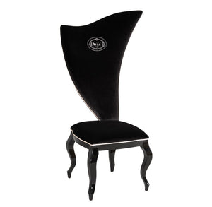 VIG Furniture Sovereign Black Velour Dining Chairs Set Of 2 With White Piping, Curvilinear Gloss Frame, Limited Stock VGUNRC017-2