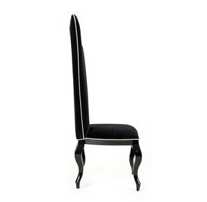 VIG Furniture Sovereign Black Velour Dining Chairs Set Of 2 With White Piping, Curvilinear Gloss Frame, Limited Stock VGUNRC017-2