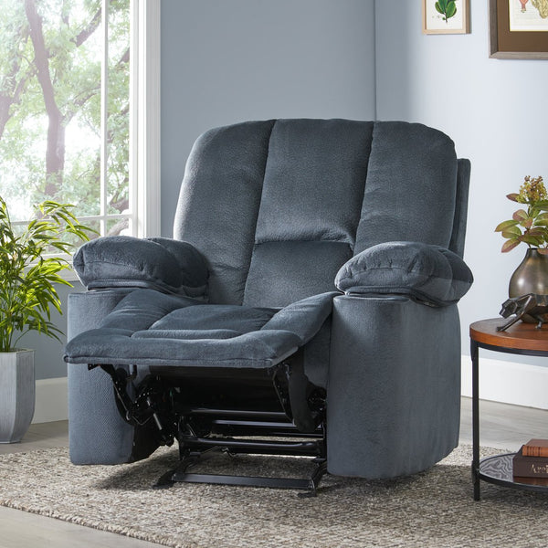 English Elm Christopher Knight Home® - Luxurious Manual Recliner Chair with Skin-Friendly Fabric, Dual Cup Holders, Ergonomic Padded Comfort Silver 57578.00STL