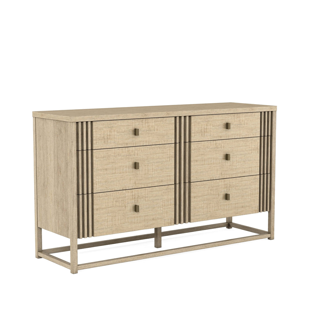A.R.T. Furniture North Side Dresser - Transitional Elegance In Shale Finish With 6 Drawers, Cedar Lining & Organizers Brown Parrawood Solids,Quarter Figured,Fiddle Ash Veneer,Metal 269130-2556