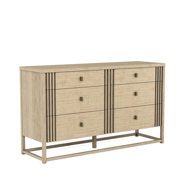 A.R.T. Furniture North Side Dresser - Transitional Elegance In Shale Finish With 6 Drawers, Cedar Lining & Organizers Brown Parrawood Solids,Quarter Figured,Fiddle Ash Veneer,Metal 269130-2556
