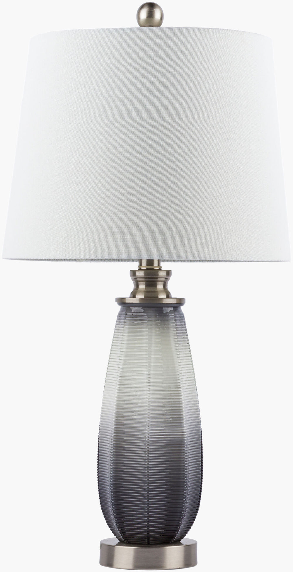 Surya Soroya 25" Classic Accent Table Lamp - Durable Metal & Glass Design For Elegant Living Room Lighting Body, Gray Glass,Iron,Linen,Polyester,Iron Soy-001