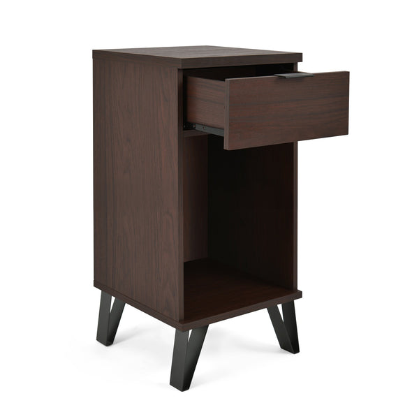 English Elm Christopher Knight Home® - 1 Drawer Tall End Table Walnut MDF Nightstand with Drawer & Shelf, Industrial Matte Black Legs, Compact Stylish Storage 68976.00