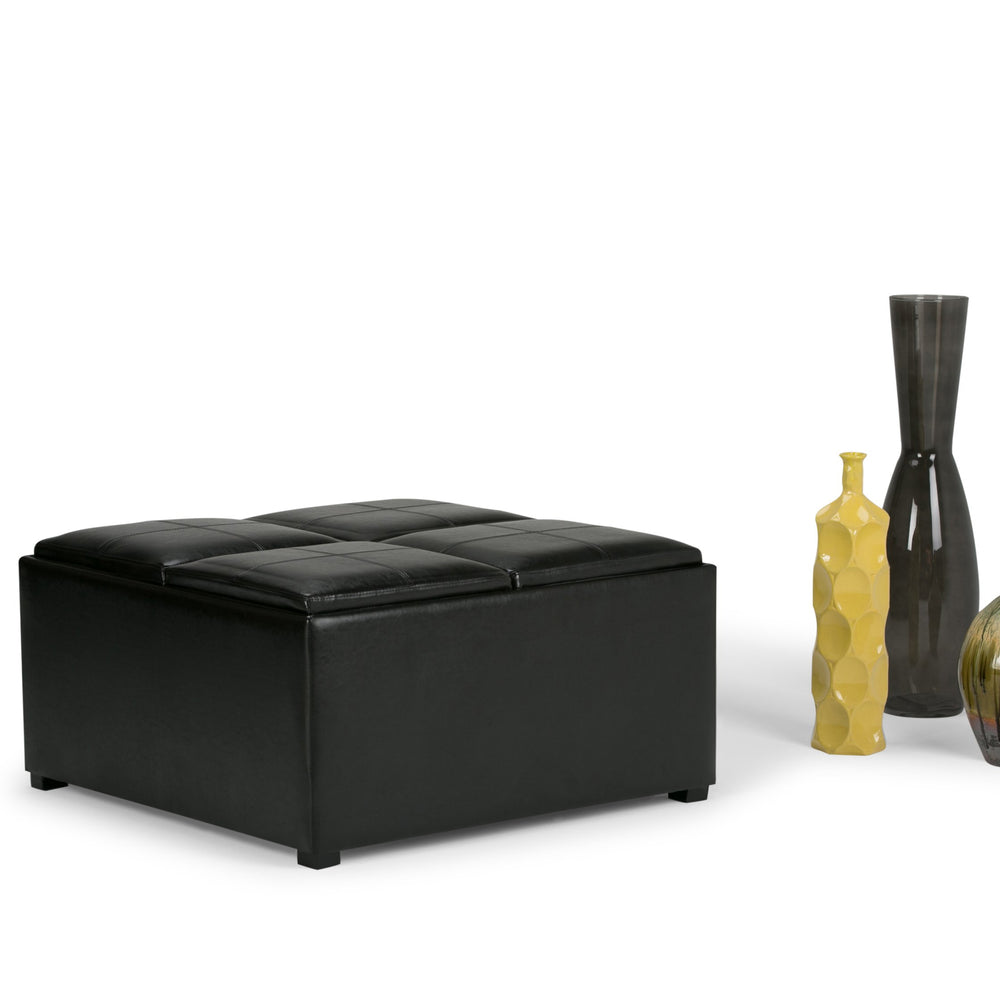 English Elm Avalon - Contemporary Square Storage Ottoman In Midnight Black With Versatile Functionality & Style B136P159742