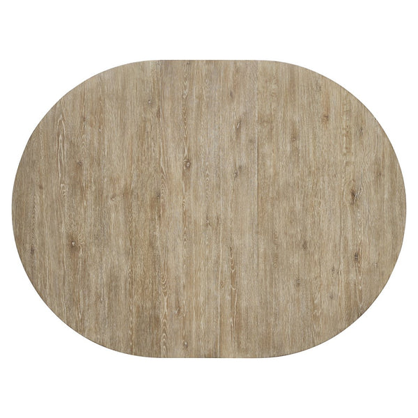 Bernhardt Bernhardt Tribeca Round Dining Table With 20" Leaf, White Oak Aurum Finish & Textured Steel Accents K2007