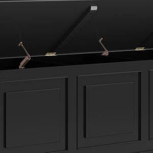 English Elm Connaught Storage Bench Trunk – Elegant Black Handcrafted Wood With Ample Hidden Storage & Style B136P158536