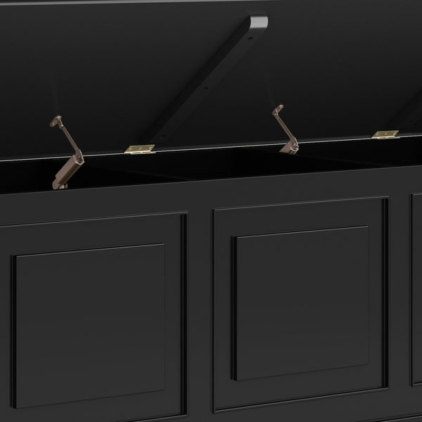 English Elm Connaught Storage Bench Trunk – Elegant Black Handcrafted Wood With Ample Hidden Storage & Style B136P158536