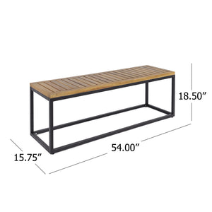 English Elm Christopher Knight Home® - JECO Industrial Wood and Metal Bench with Acacia Wood Seat and Black Iron Frame, Handcrafted Durable Finish Teak 62622.00WTCBLK