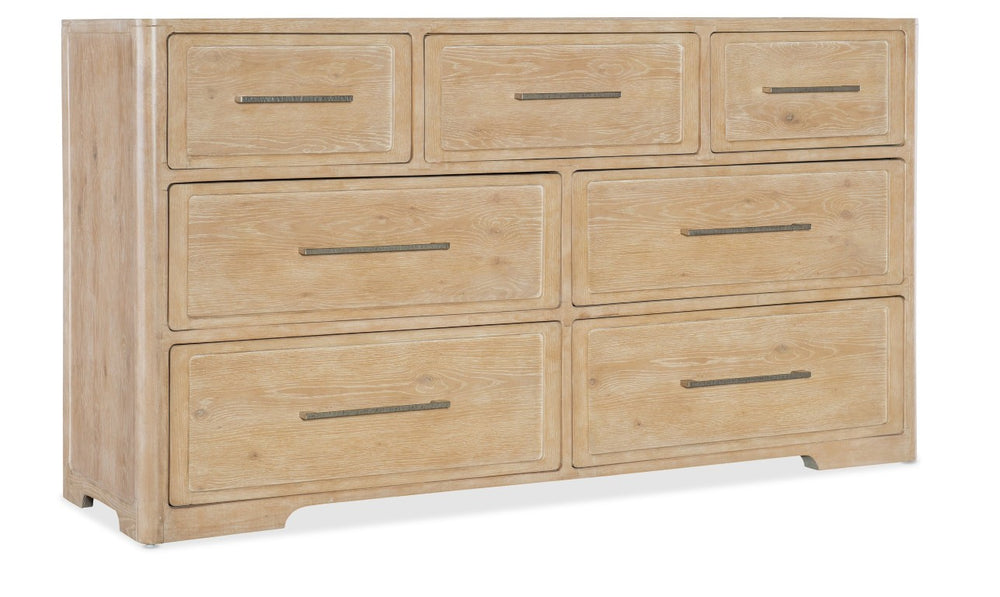 Hooker Furniture Retreat Seven-Drawer Dresser In Dune Finish — Coastal-Modern Oak & Maple Veneers, Felt & Cedar Liners 6950-90001-80