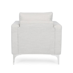 English Elm Christopher Knight Home® - CLUB Chair Beige Fabric Upholstered Accent Seat with Silver Iron Legs, Cozy Modern Comfort 32"W 71569.00