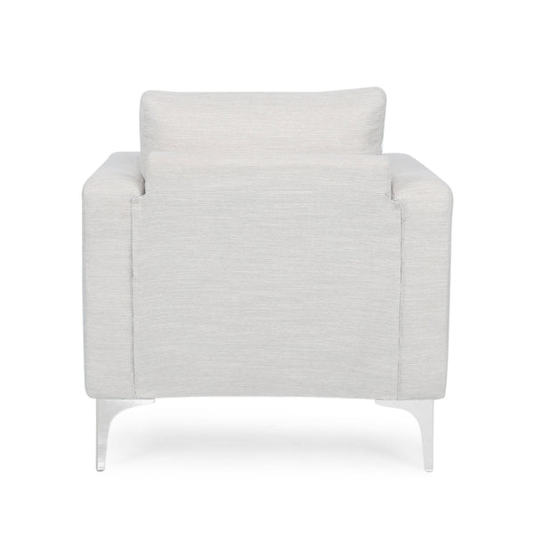 English Elm Christopher Knight Home® - CLUB Chair Beige Fabric Upholstered Accent Seat with Silver Iron Legs, Cozy Modern Comfort 32"W 71569.00