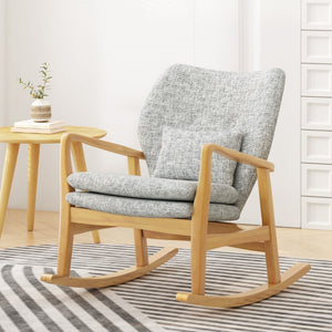 Christopher Knight Home® Noble House Solid Wood Rocking Chair With Light Gray Linen Cushion