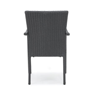English Elm Christopher Knight Home® - CORSICA Wicker KD Dining Chair with Water-Resistant Removable Cushion — Stylish Outdoor Seating for Patios Grey 37.5 L x 21.5 W x 10.25 H 56424.00GRY