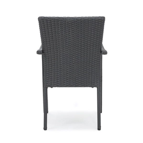 English Elm Christopher Knight Home® - CORSICA Wicker KD Dining Chair with Water-Resistant Removable Cushion — Stylish Outdoor Seating for Patios Grey 37.5 L x 21.5 W x 10.25 H 56424.00GRY