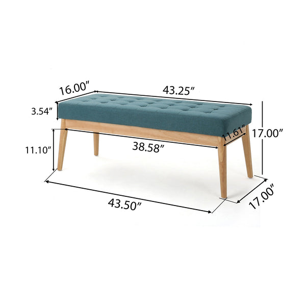 English Elm Ottoman Tufted Upholstered Bench with Birch Frame Mid-century Style for Bedroom Entry 60407.00DTE