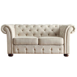 Homelegance By Top-Line Pietro Tufted Chesterfield Loveseat Beige Linen